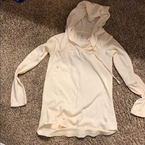 White thermal long sleeve with hood